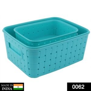 Storage Baskets Set – Food-Grade Plastic, Sky Blue | Organivo