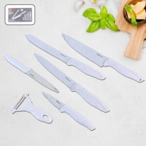 Marble Coated Kitchen Knife Set – 6-Piece Sharp & Stylish