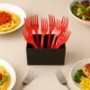 Red Disposable Plastic Forks – Durable & Reusable 8 Pack