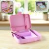 Leak Proof Lunch Box with 3 Compartments and Spoon Set