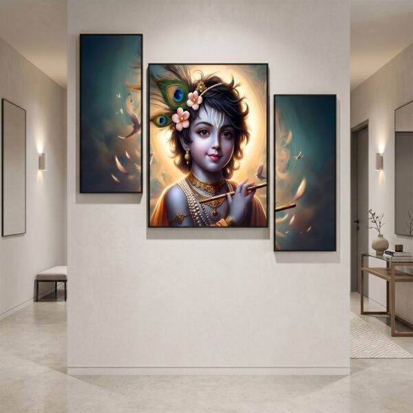 Krishna Flute Wall Art – Vibrant & Sacred Home Decor