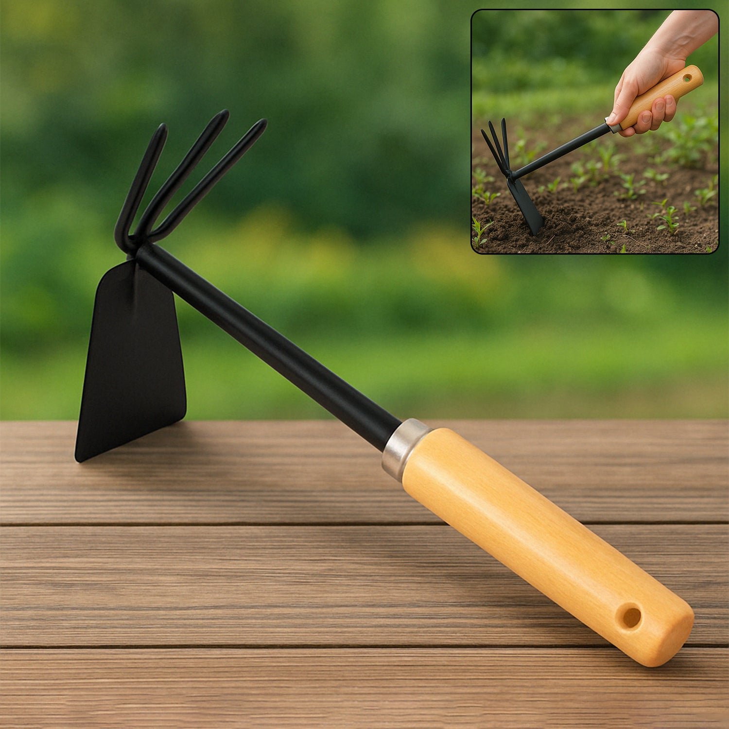 2-in-1 Double Hoe – Carbon Steel Gardening Tool | ToolMate Pro