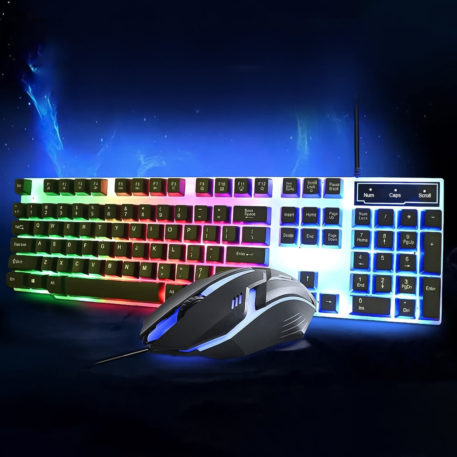 Colorful Backlit Keyboard Mouse Set – Ergonomic Wired Combo | Wiregenix