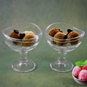 Glass Dessert Bowls – Elegant Footed Set for Ice Cream & Sweets | Indo Glow