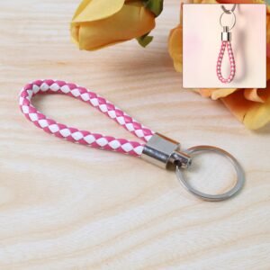Braided Leather Keychain – Durable Metal Ring & Stylish Hand Strap
