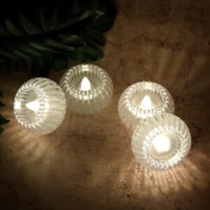 LED Flameless Decorative Candles – Set of 4 Crystal-Style Tealights