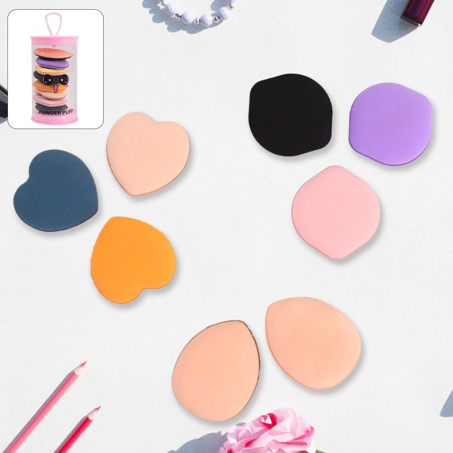 Mini Finger Powder Puff – Soft Makeup Sponges, 8 Pcs Set | BeautyBare