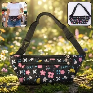 01_0829c674-bba3-4f61-9ccb-6d47b302be71 Floral Print Waist Bag – Adjustable Strap with Zipper Pockets
