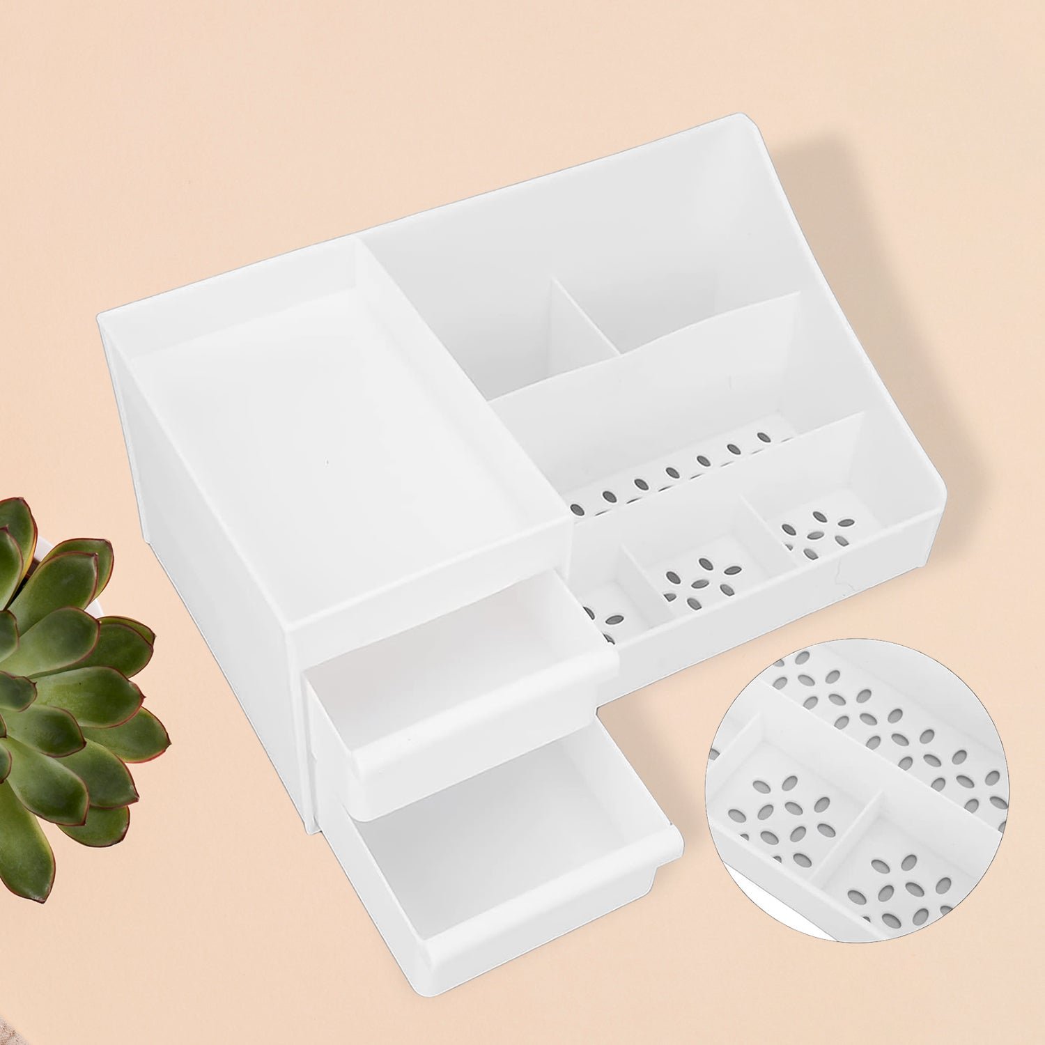 Desktop Cosmetic Storage Box – Large Capacity 9 Compartments | Organivo