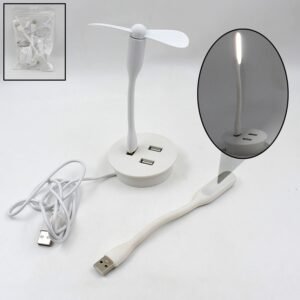 Portable USB Fan, Light & 3-Port Hub Combo for Laptops | Deskrova