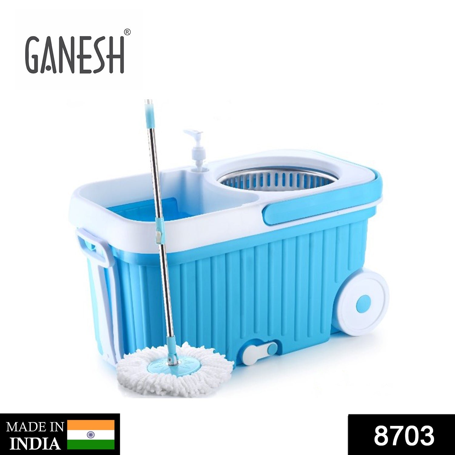 360 Spin Mop with Wheels – Microfiber, Auto-Fold Handle | Ganesh