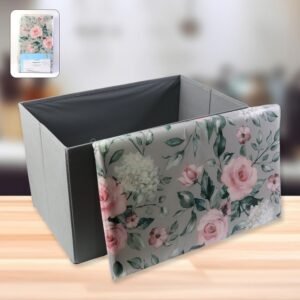 Foldable Storage Box with Floral Lid – Durable & Spacious Organizer