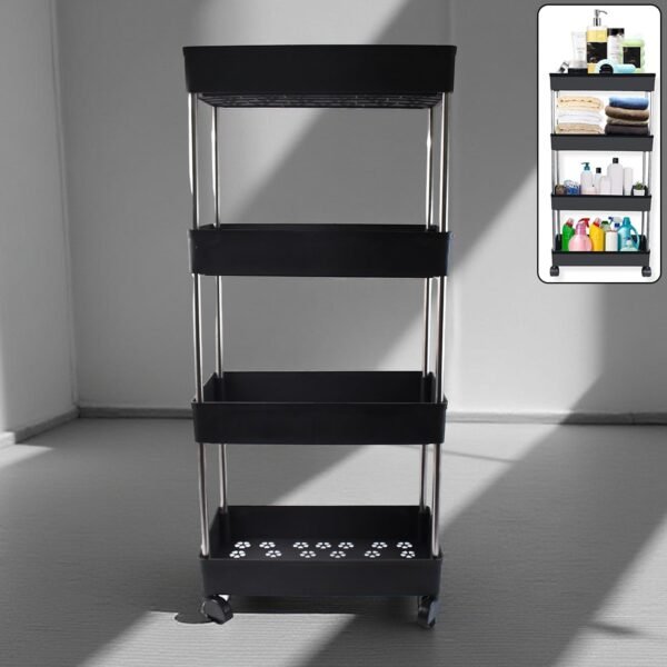 Movable Storage Rack Trolley – 4-Layer Heavy Duty Organizer