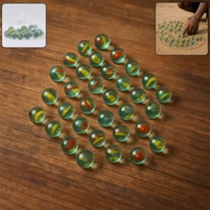 Classic Glass Marbles for Kids – Set of Approx 35 Vibrant Kanchas