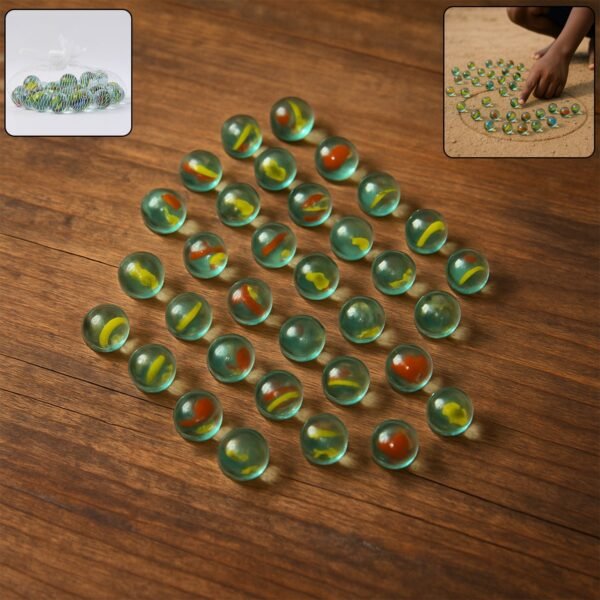 Classic Glass Marbles for Kids – Set of Approx 35 Vibrant Kanchas