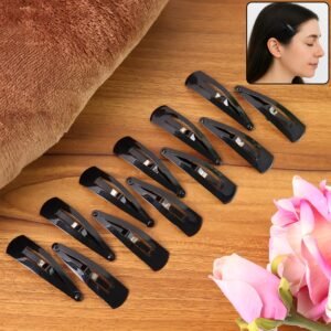 Metal Tik Tak Hair Clips – 12 Pc Matt Black Set | Calm & Curl
