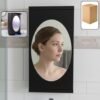 Rotating Storage Cabinet with Mirror, Space-Saving Wall Organizer