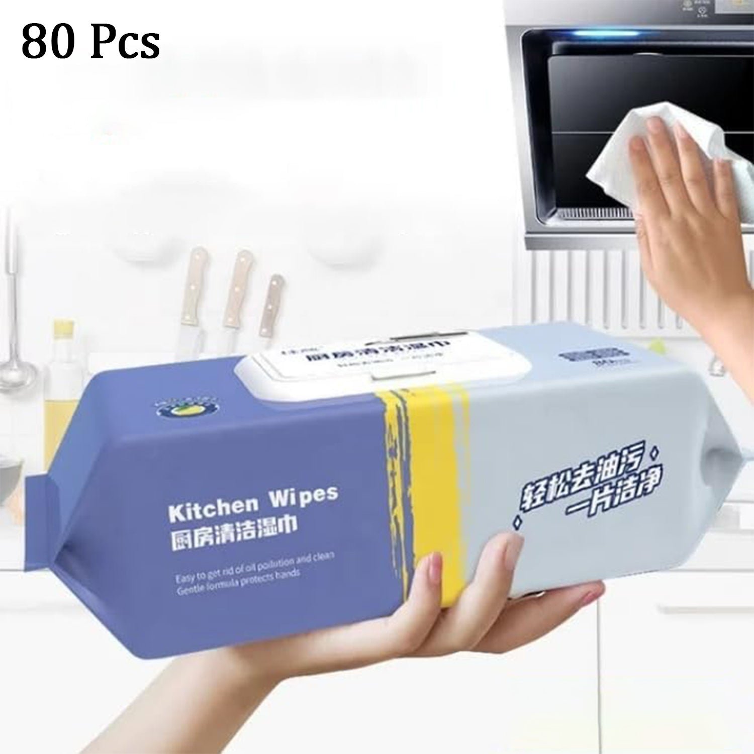 Kitchen Cleaning Wipes – Grease & Glass Removal (80 Pcs) | Velvet Wipe