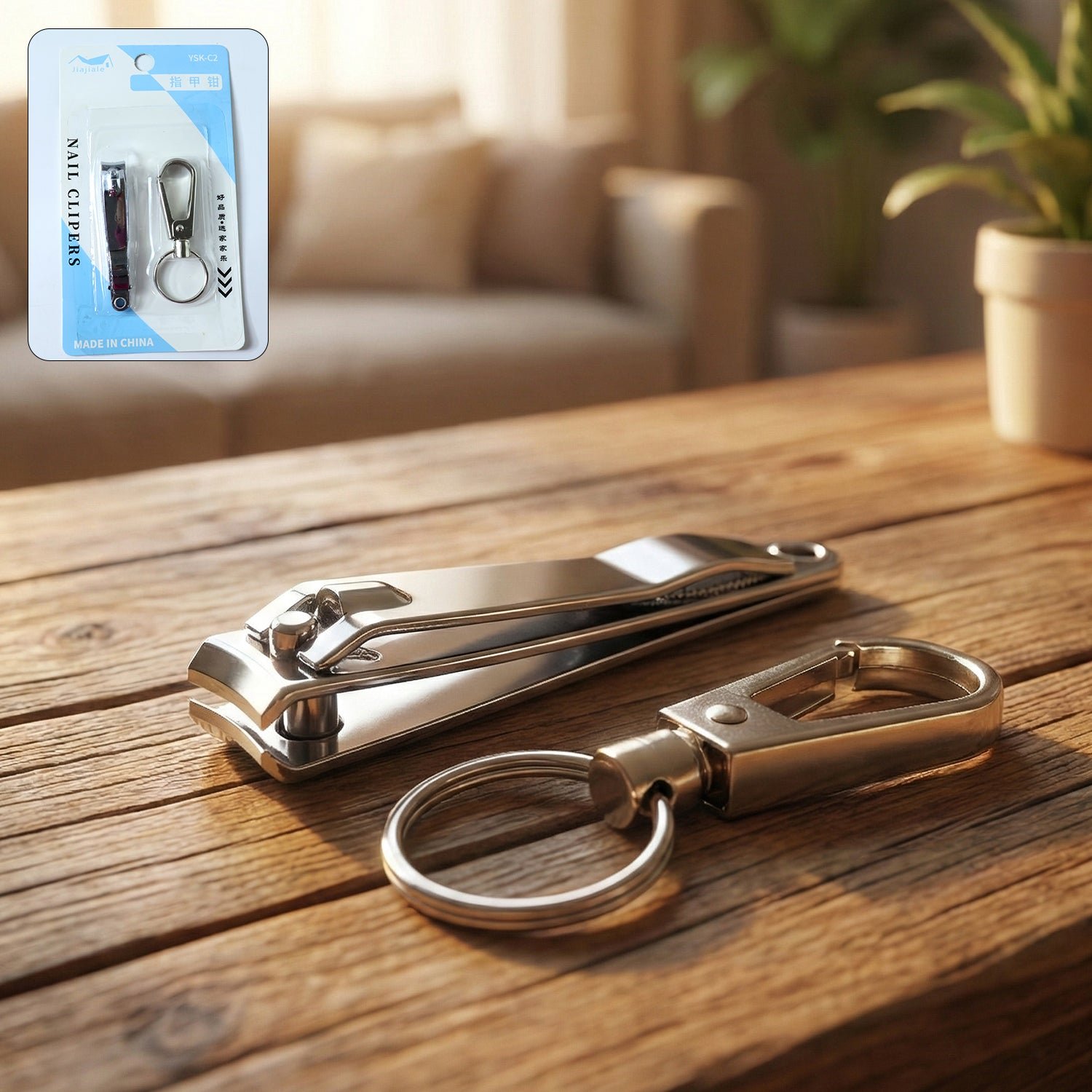 Stainless Steel Nail Clippers – Compact Set with Keychain Holder