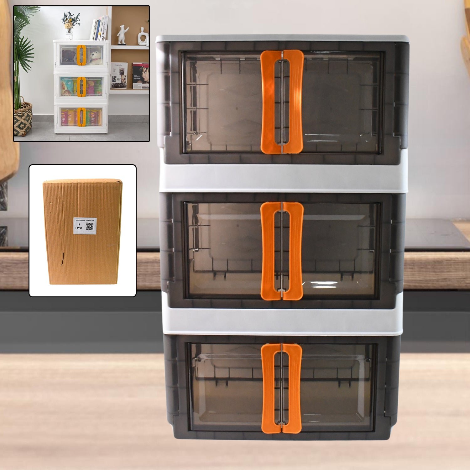 Plastic Folding Wardrobe Organizer – Space-Saving 3-Layer Unit