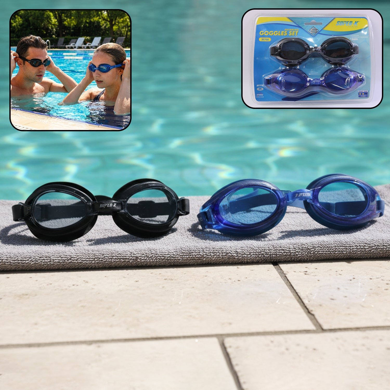 Swimming Goggles – Anti-Fog, Water-Resistant 2-Piece Set