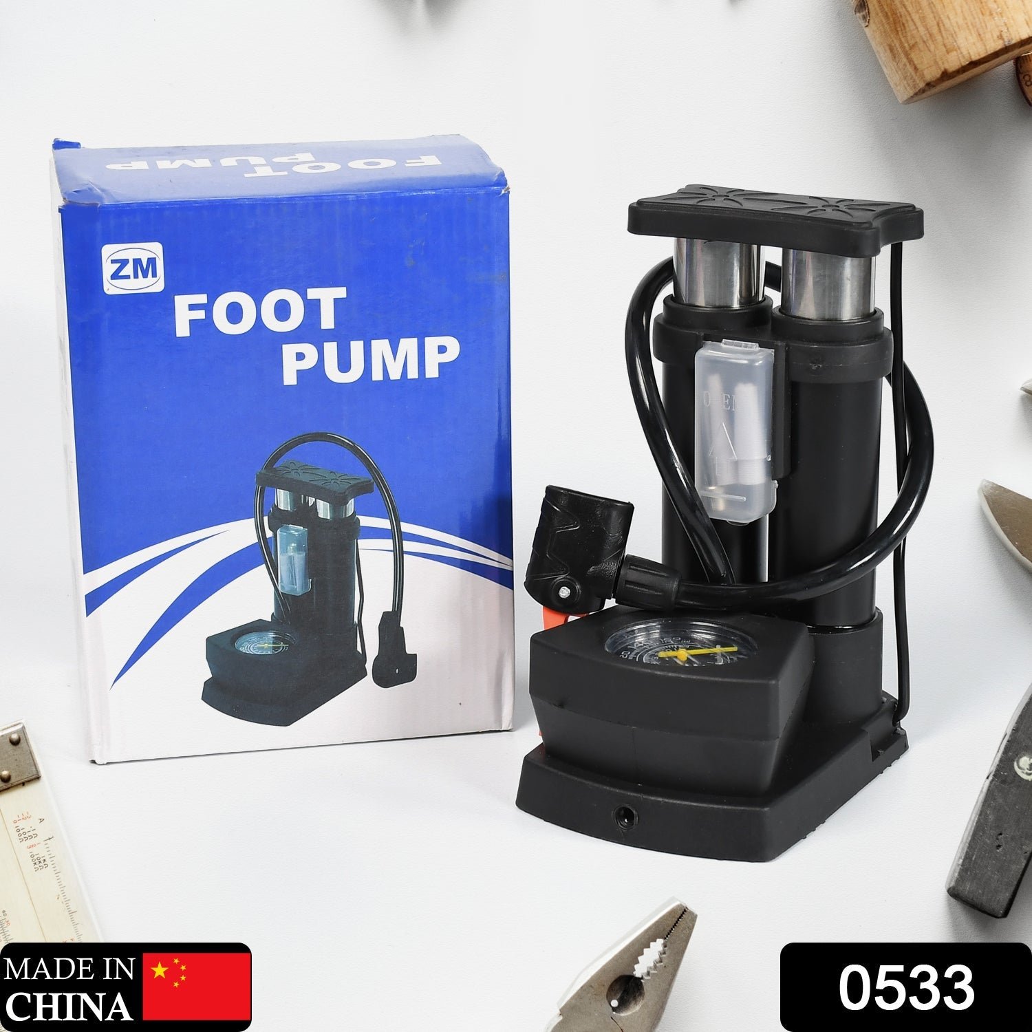 Mini Bike Pump – Portable Foot Operated with Gauge | Safora