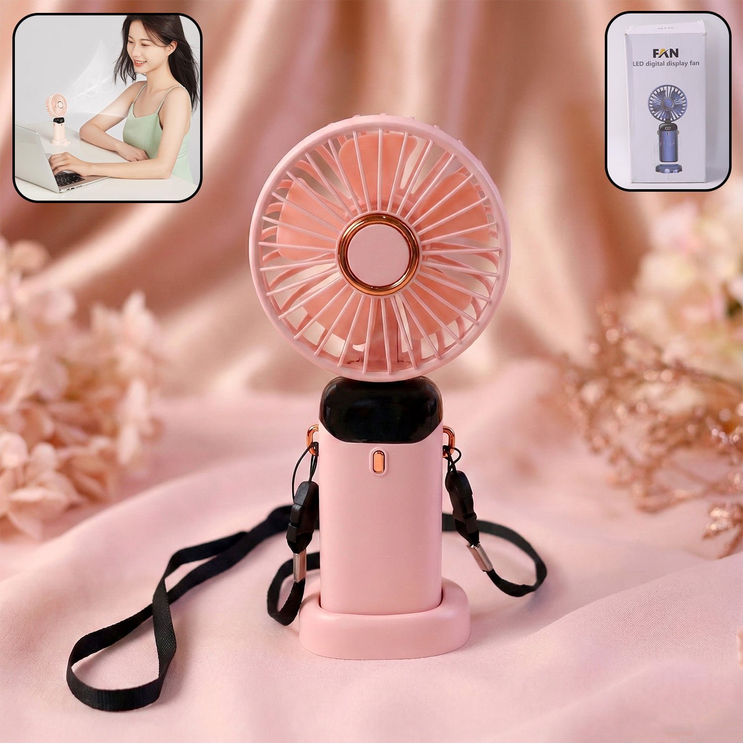 Rechargeable Handheld Fan – Portable Personal Cooling with Digital Display