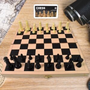 Folding Wooden Chess Set – Portable 30x30cm Board | Boardoria