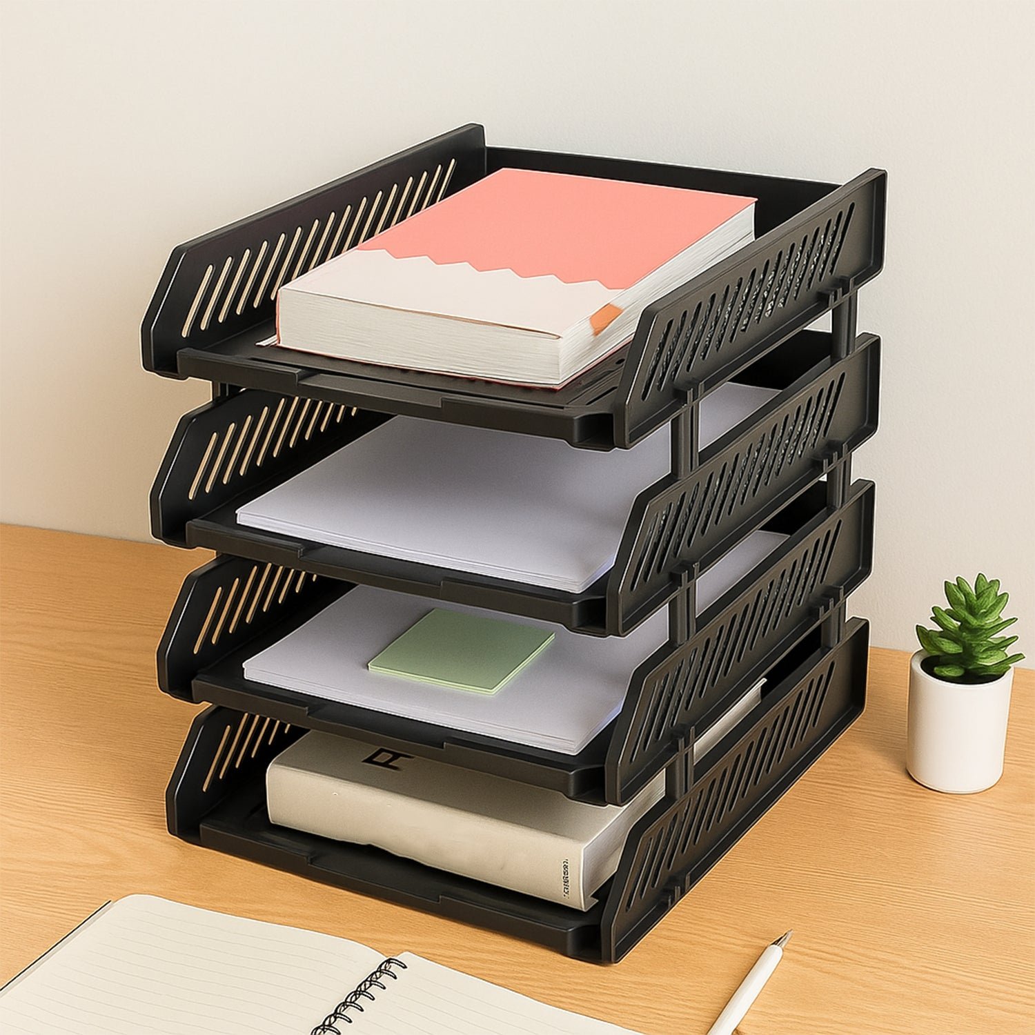 Office File Rack – 4-Layer Desktop Storage with Drawers | FiloDesk
