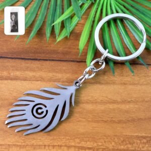 Peacock Feather Keychain – Durable Stainless Steel Design
