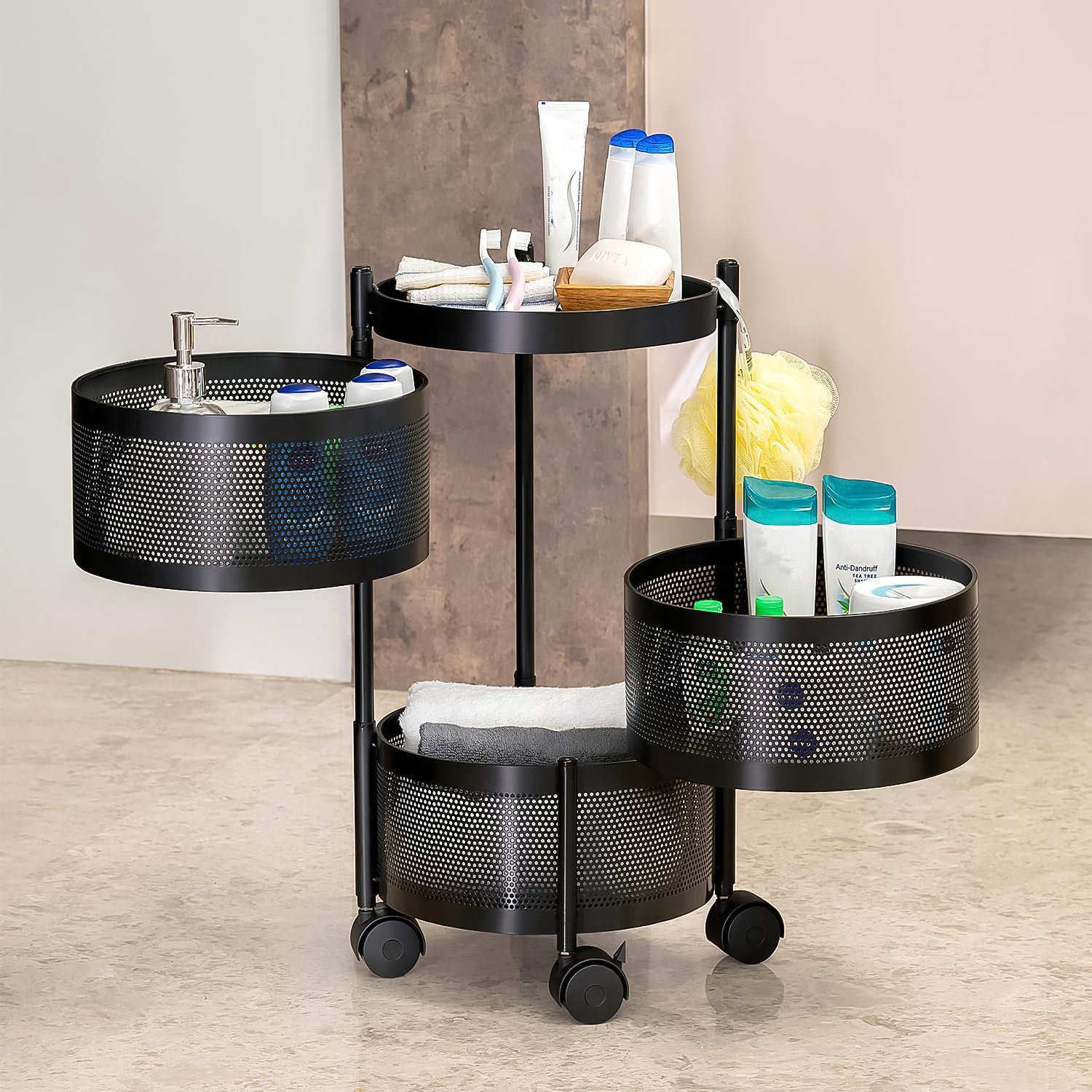 Kitchen Trolley with Wheels – Metal 3-Layer Organizer | Tidy Table