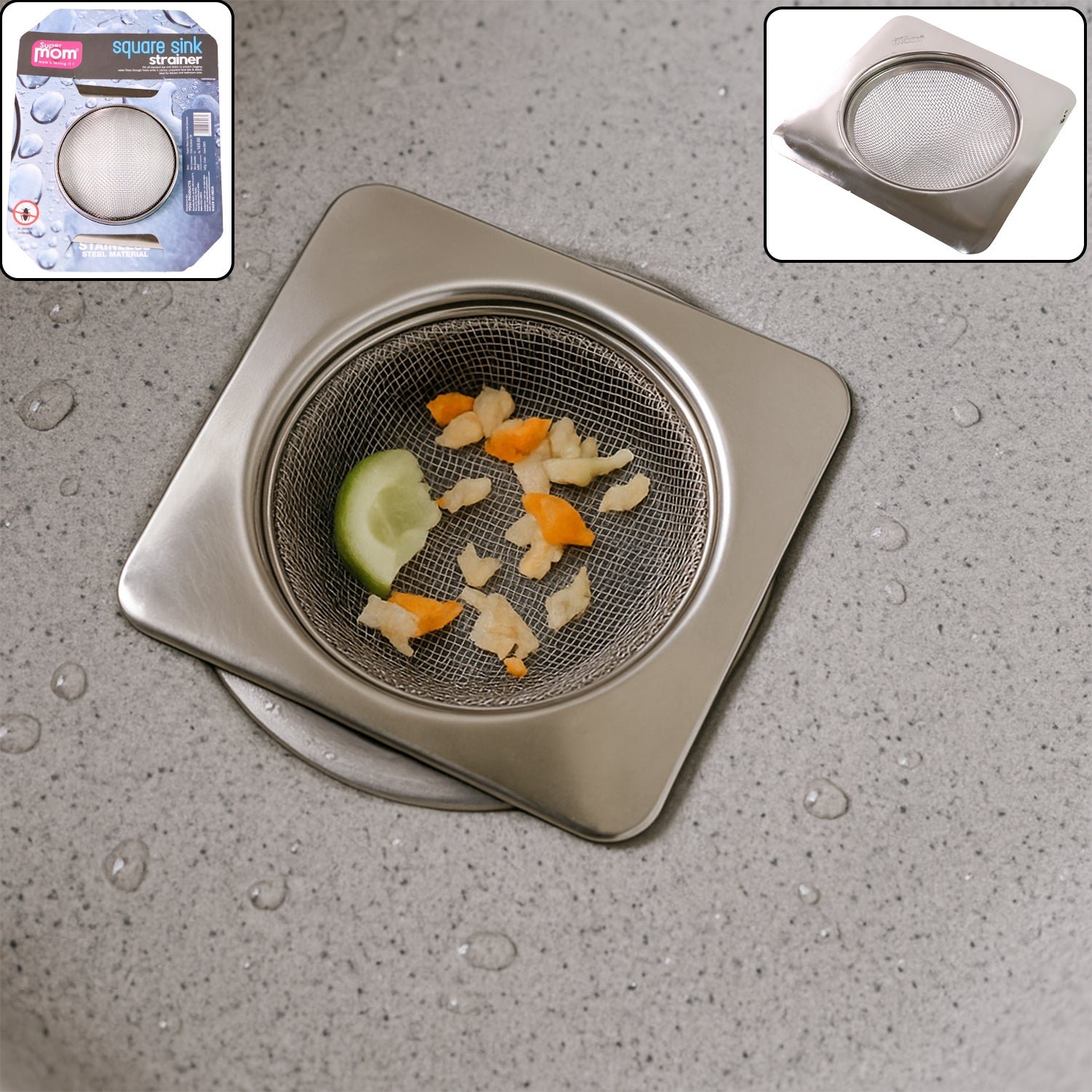 Stainless Steel Sink Strainer – Rustproof Square Filter