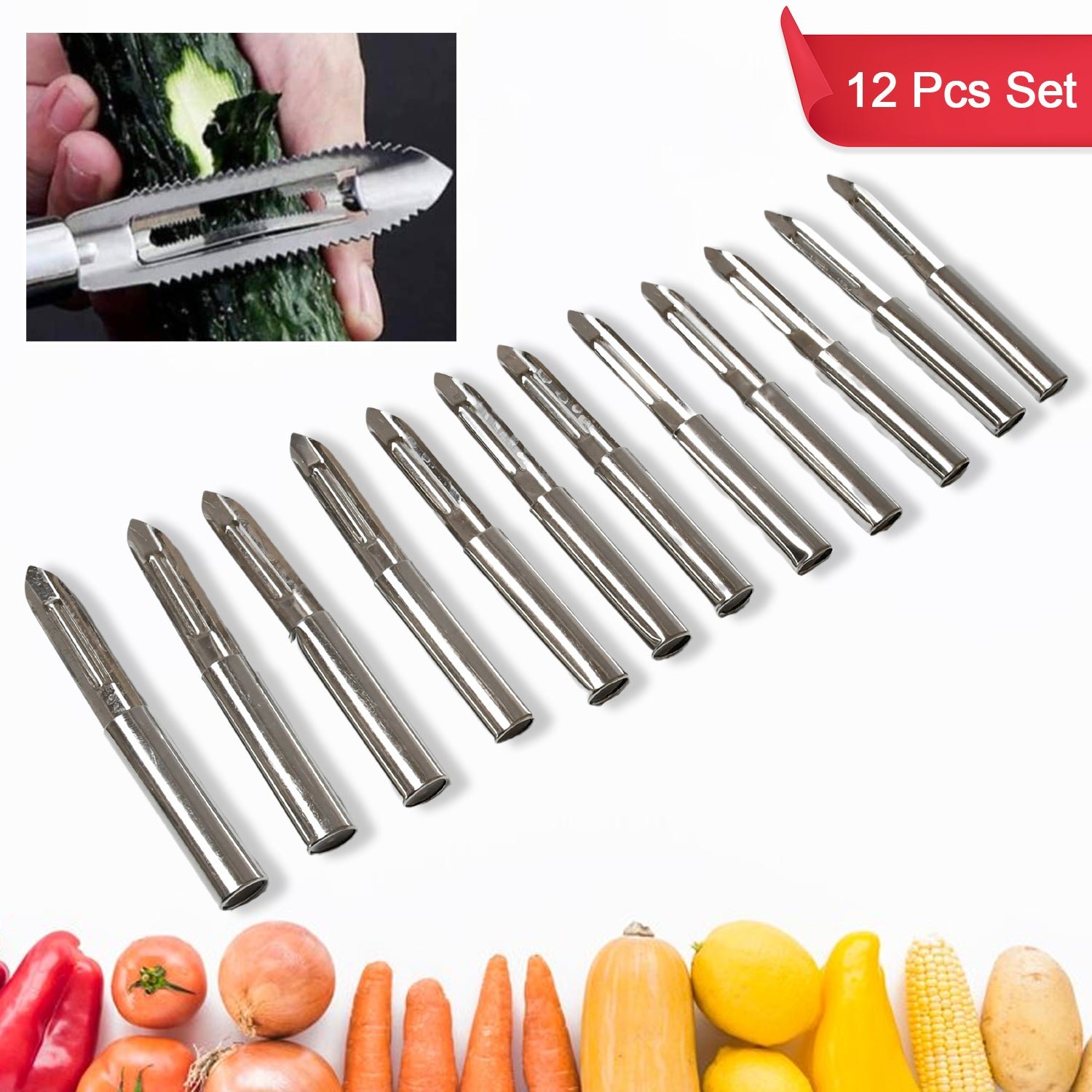 Stainless Steel Peeler Set – 12-Piece Multi-Purpose | Quickslice