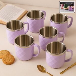 Stainless Steel Tea Cup Set – Elegant 200 ml Double Wall Design