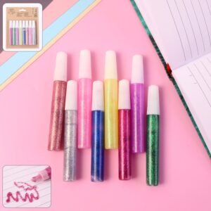 Multi-Color Glitter Craft Glue Pen Set – 8 Vibrant 10 ml Tubes