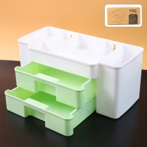 Desktop Organizer – 2-Layer with Dual Drawers & Side Bin for Home & Office