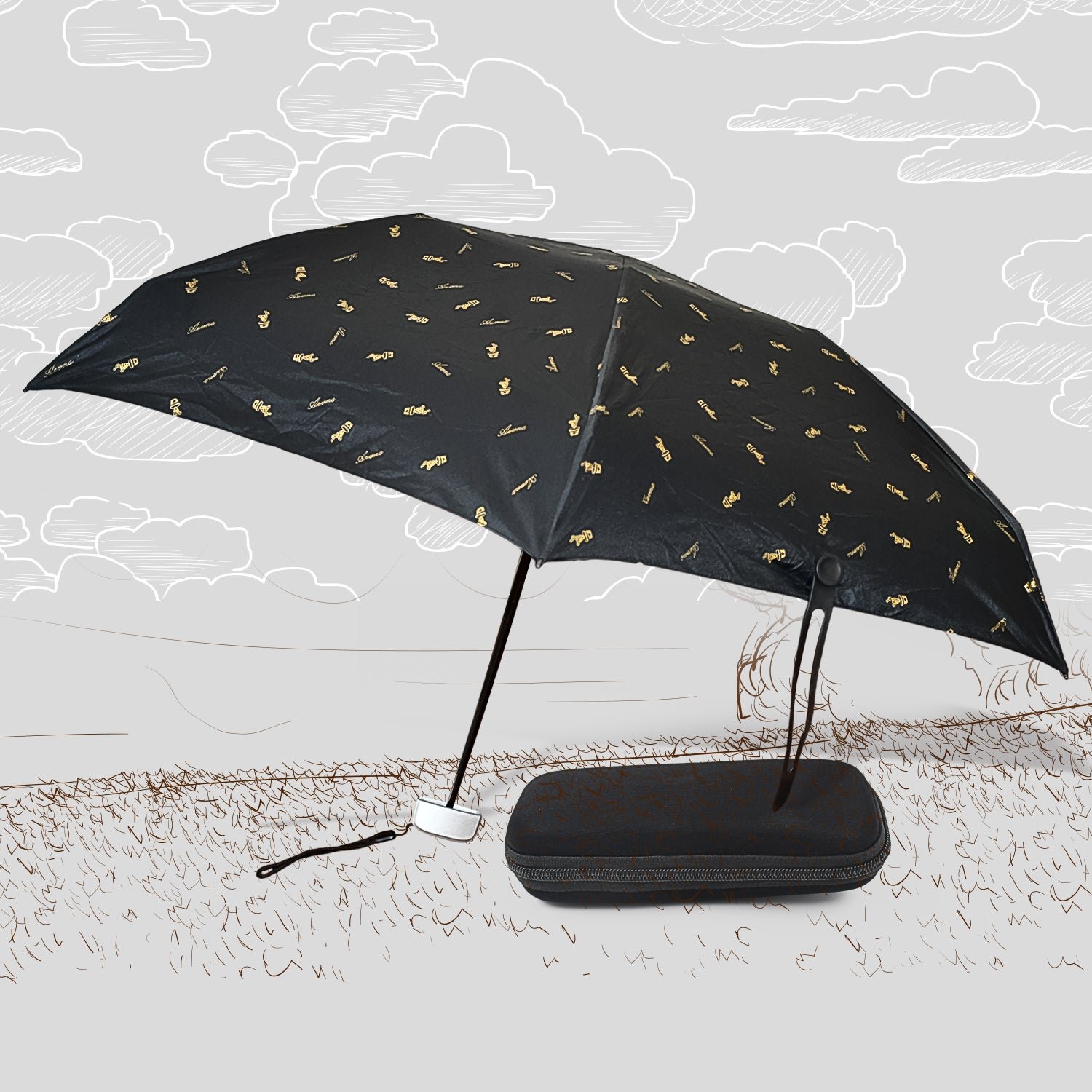 Compact Umbrella UV Protection 3 Fold with Zip Case