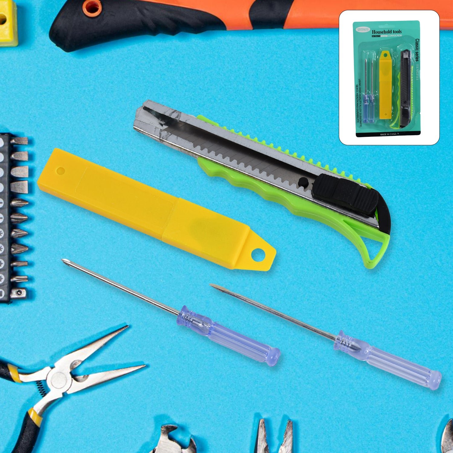 Heavy Duty Cutter Knife with 2 Screwdrivers - Safe & Durable Set