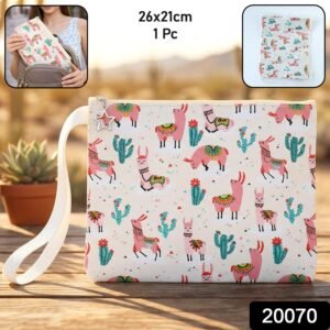 Printed Zipper Pouch – Compact Multipurpose Organizer with Wrist Strap