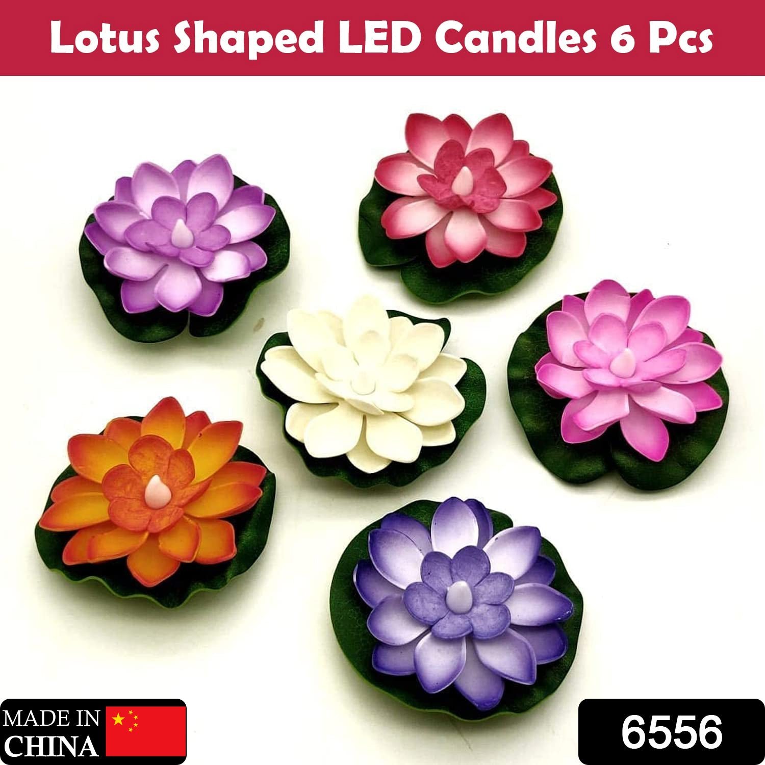 Floating Lotus LED Candles – Smokeless & Waterproof (Pack of 6) | Indo Glow