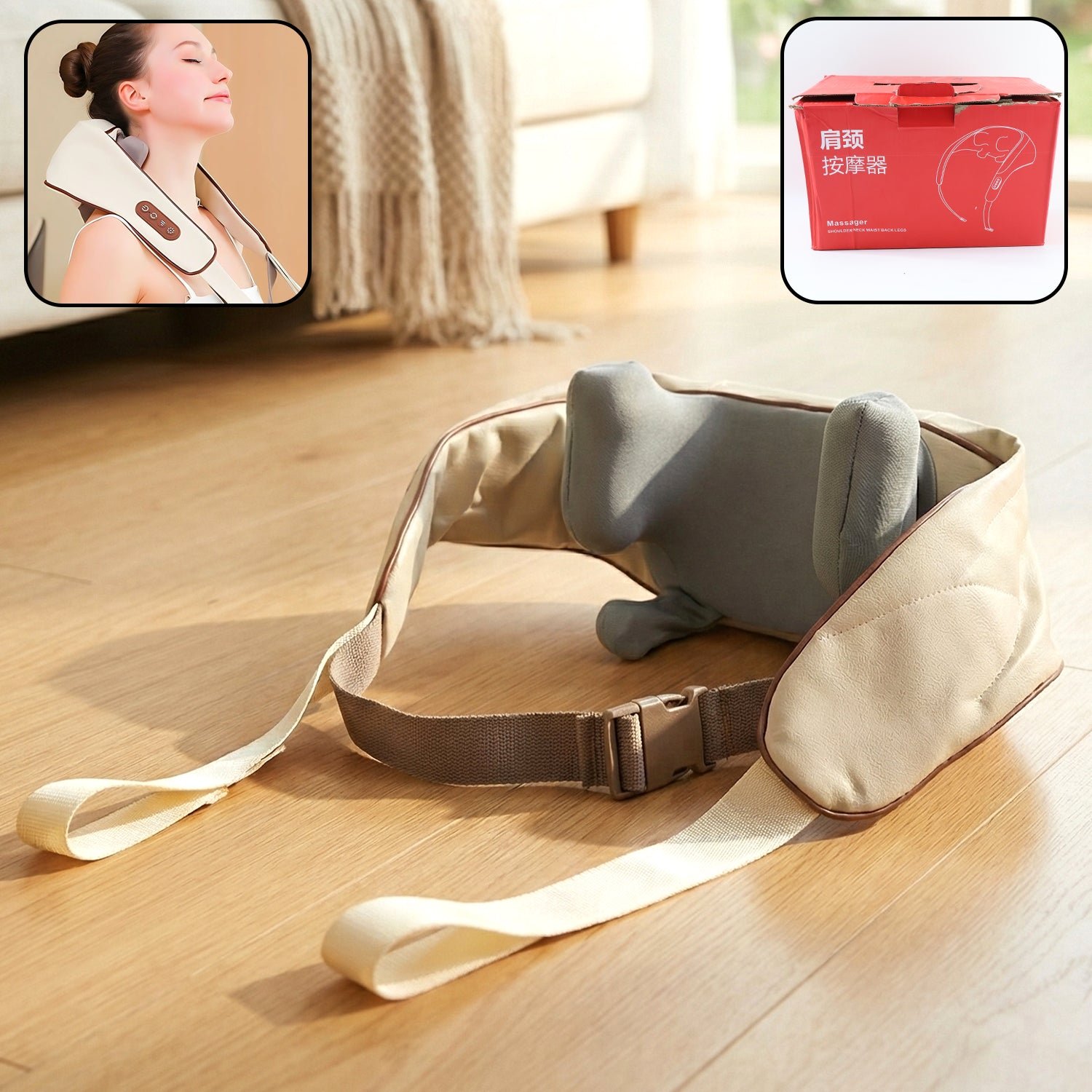 Neck & Shoulder Massager Belt – Adjustable Soft Cushion Support