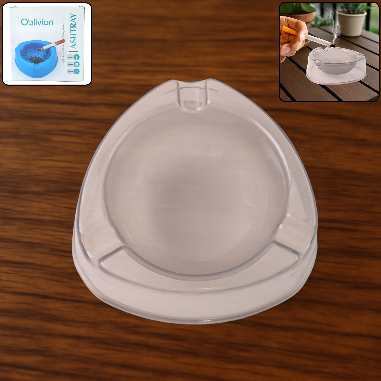 Transparent White Ashtray – Modern Triangular Cigarette Holder