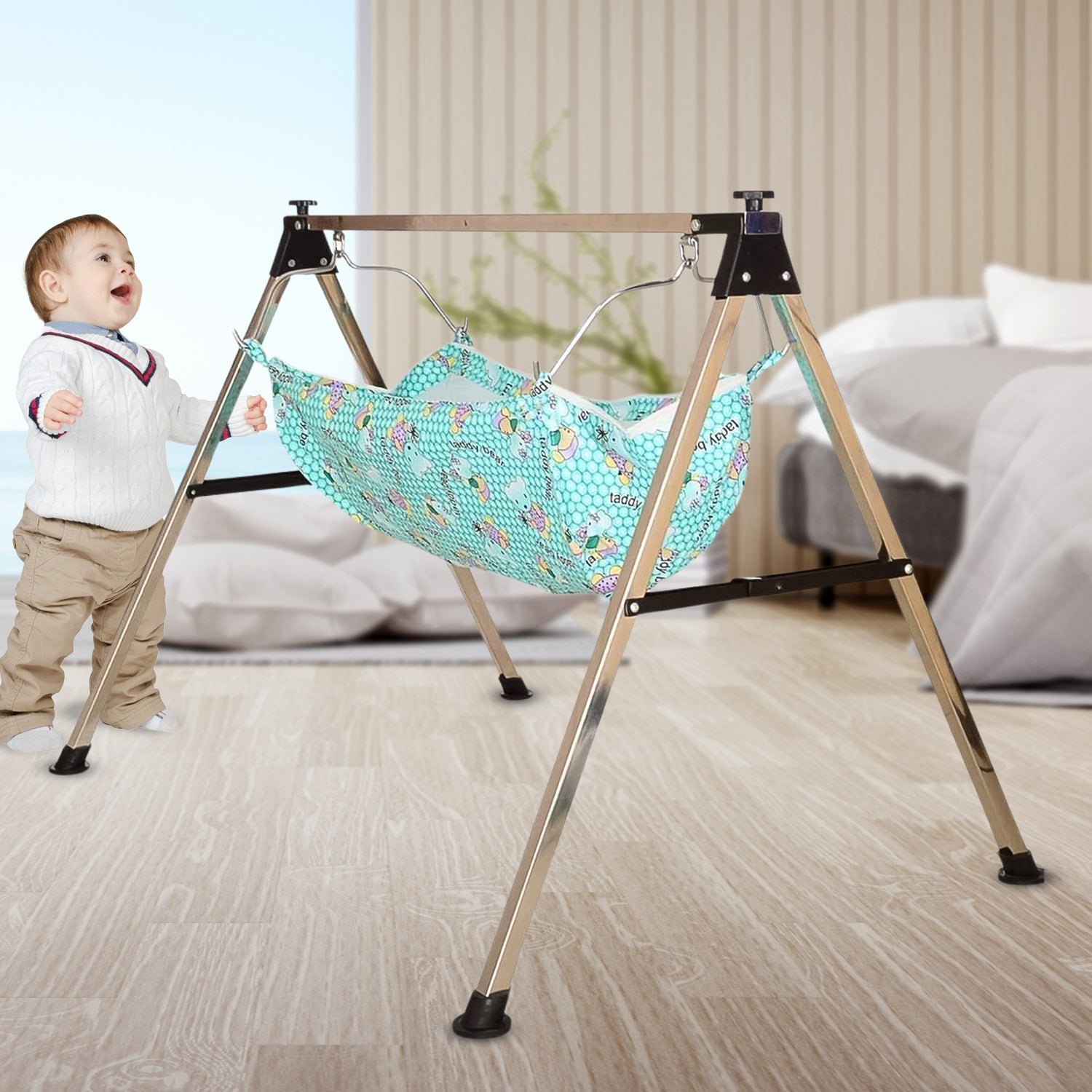 Baby Cradle Ghodiyu – Portable Stainless Steel Folding Swing Stand
