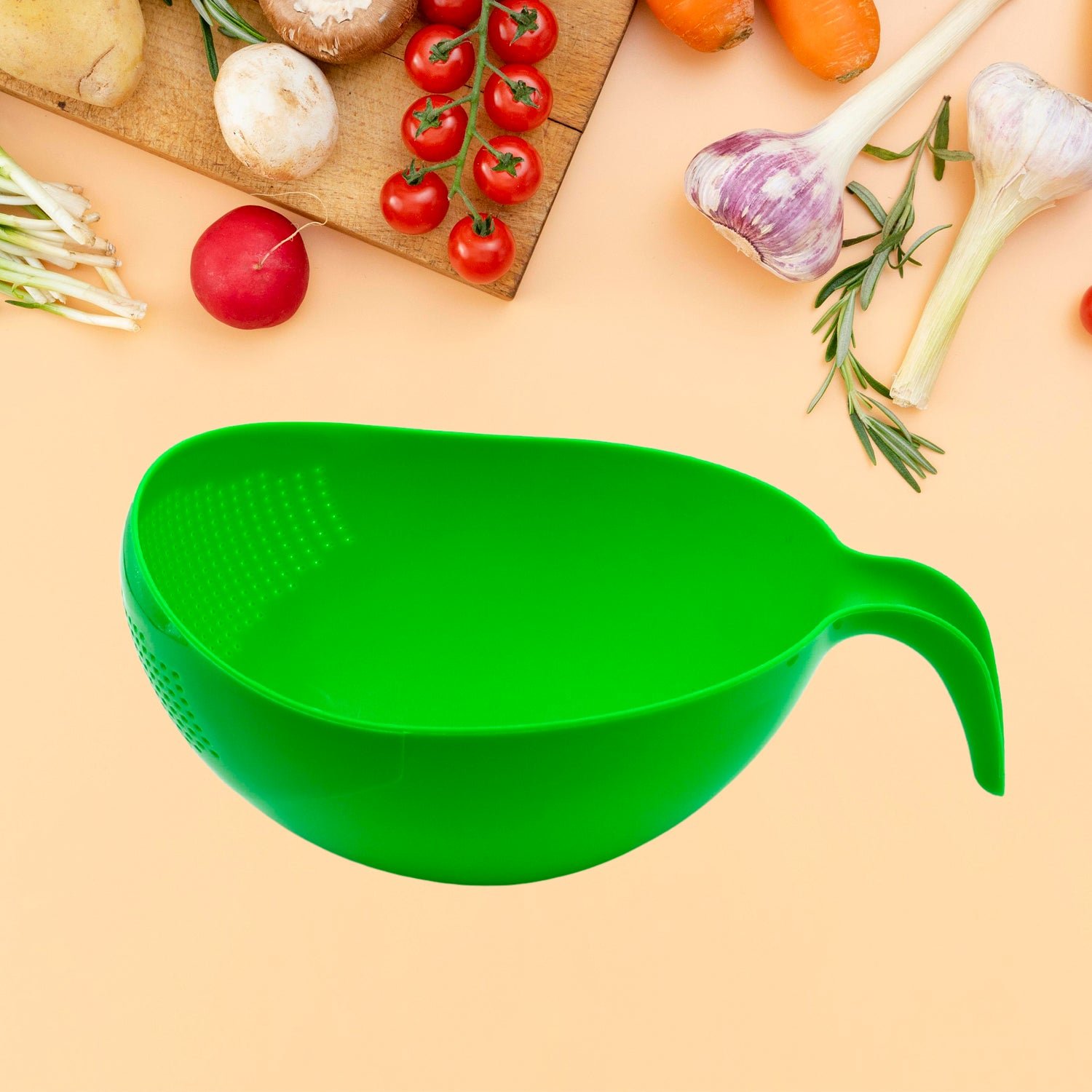 Rice Washing Bowl – Thick Drain Basket with Handle | Quickslice