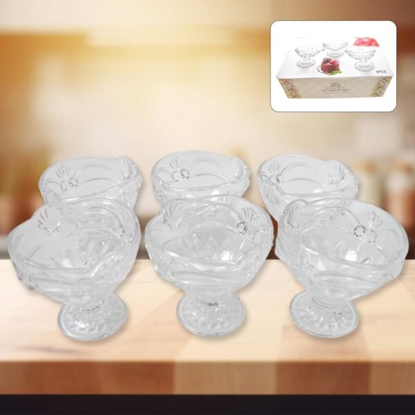 Glass Ice Cream Cups – Elegant Dessert Serving Set (6 Pcs) | Styleva