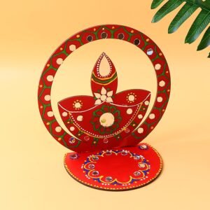 Wooden Decorative Diya Stand – Handcrafted Festive Tea Light Holder
