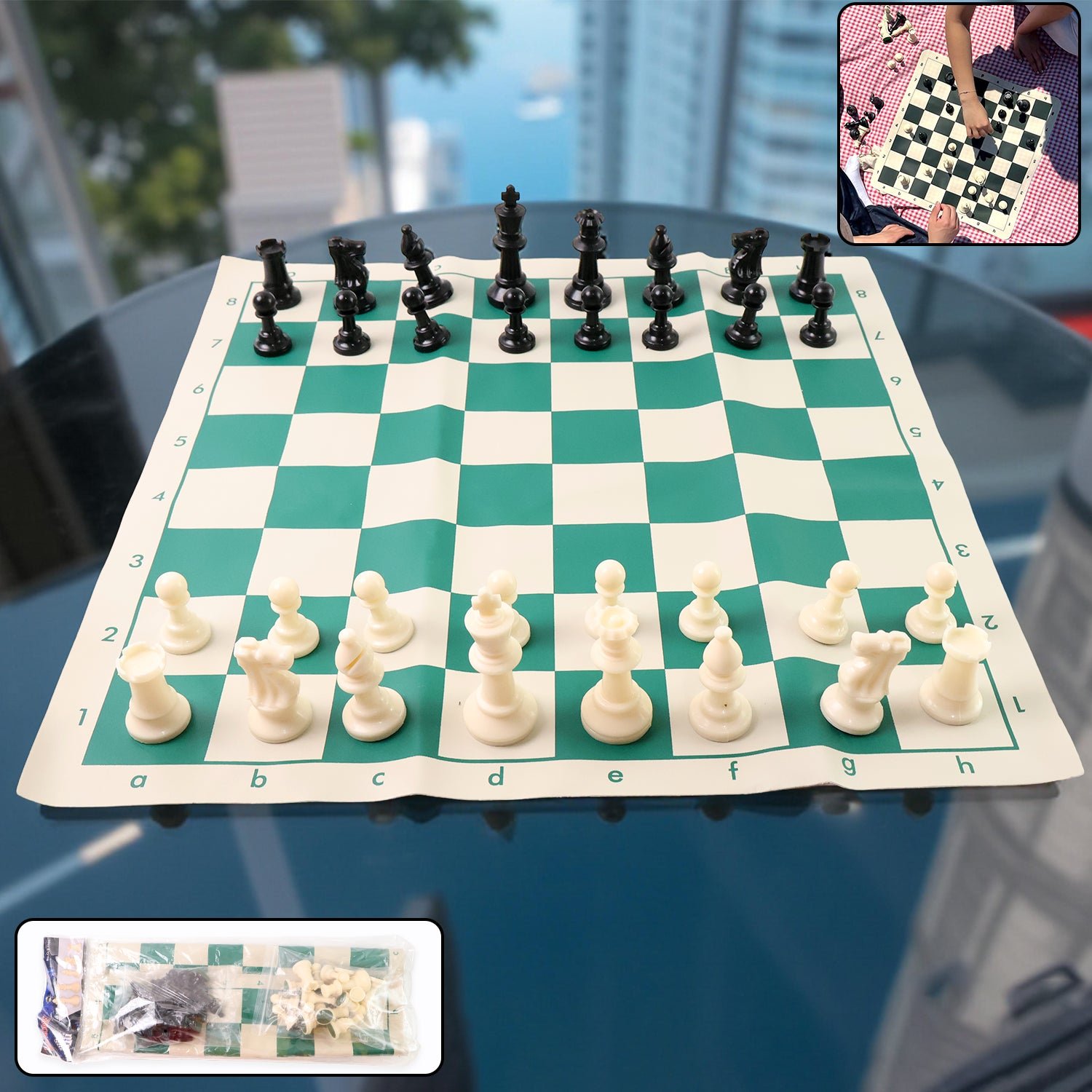 Portable Chess Set – Big, Foldable, Travel-Friendly Vinyl Board