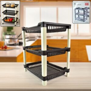 Plastic Storage Rack – 3-Tier Durable Multi-Use Organizer