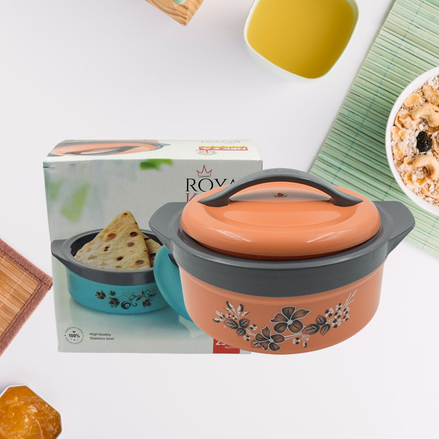 Insulated Casserole Box – Floral Steel Hot Pot 2500ml | Nekza