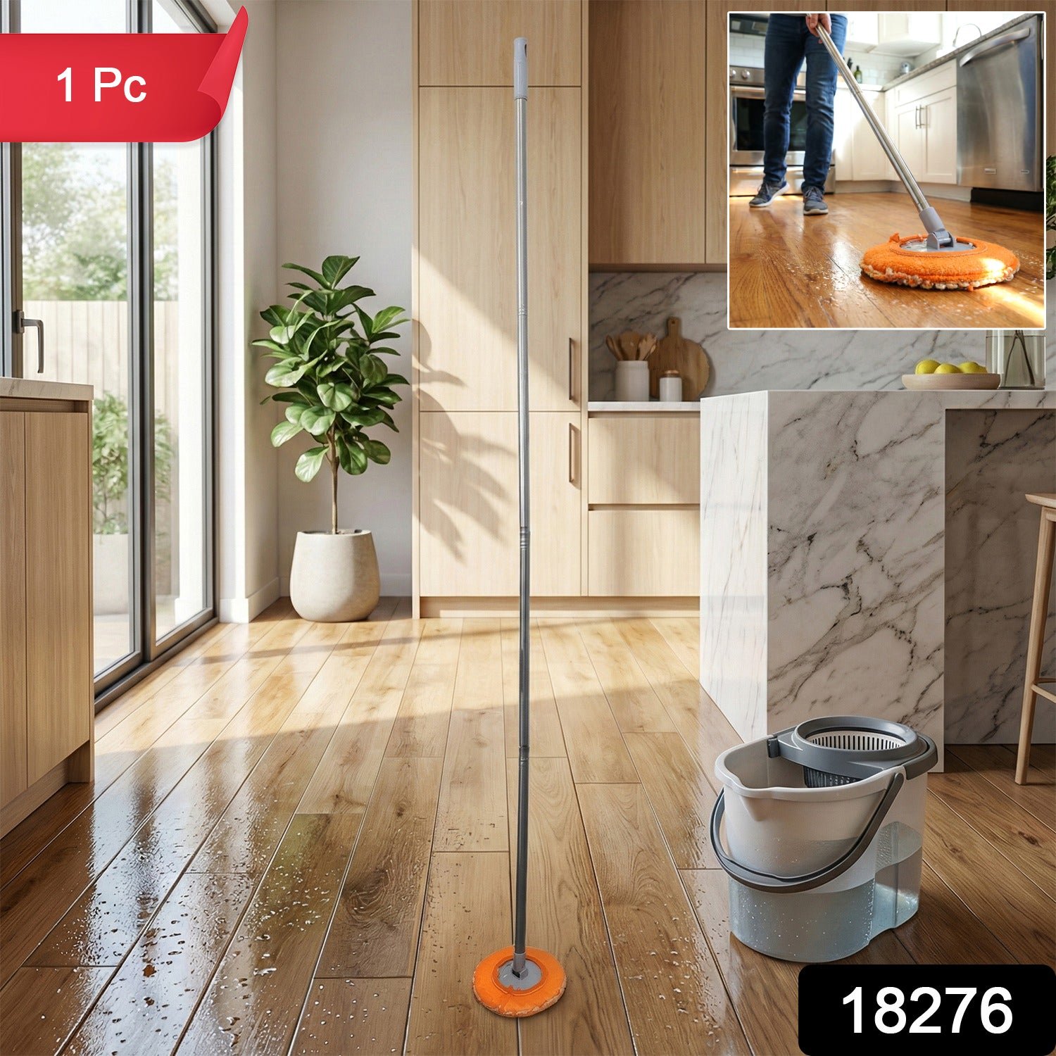 Spin Mop with Microfiber Head – Easy & Efficient Floor Cleaning